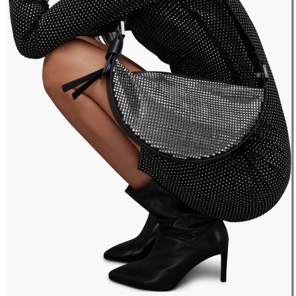 All Saints Handbags - AllSaints black half moon studded bag